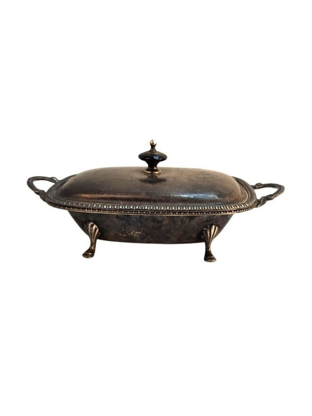 Charles Baller, Antique Silver-Plated Rectangular Serving Butter Dish With Lid &